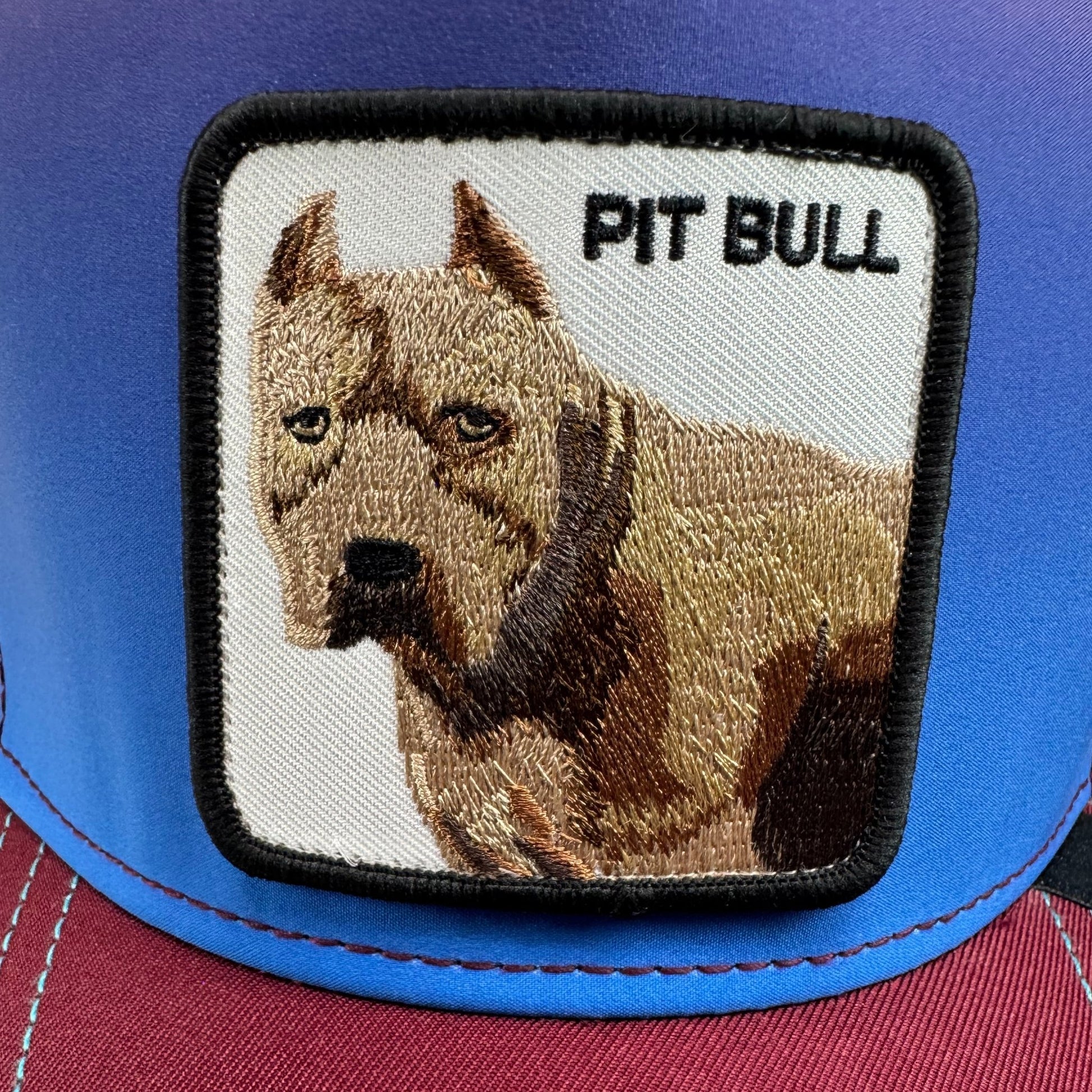 Pit Bull Patch Trucker Snapback Hat – Burgundy Mesh Cap - ExclusiveCrowns