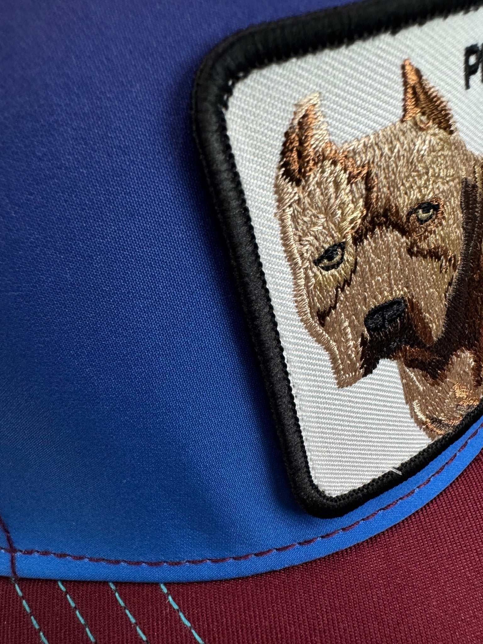 Pit Bull Patch Trucker Snapback Hat – Burgundy Mesh Cap - ExclusiveCrowns