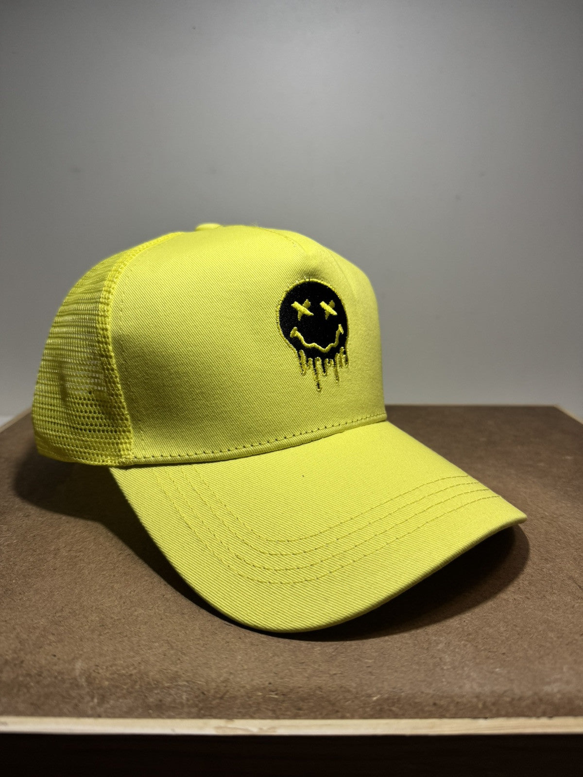 Neon Vibes Drip Emoji Trucker Hat - Yellow & Black