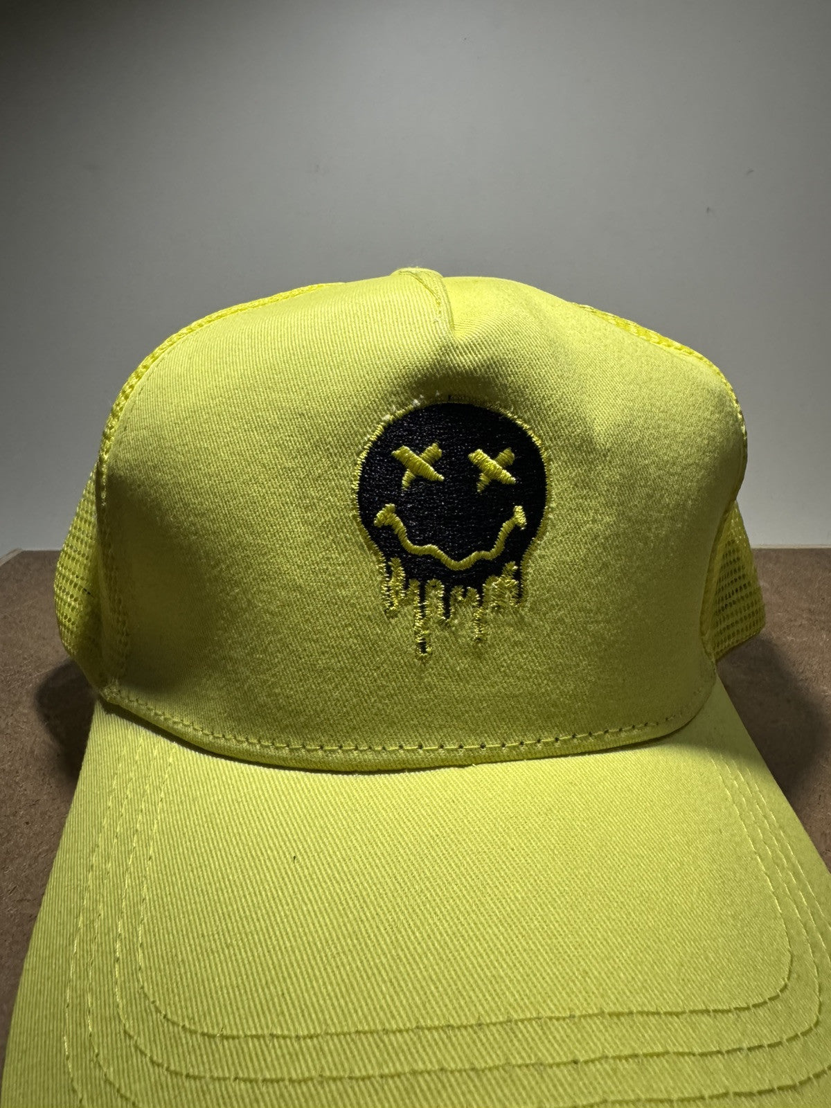 Neon Vibes Drip Emoji Trucker Hat - Yellow & Black