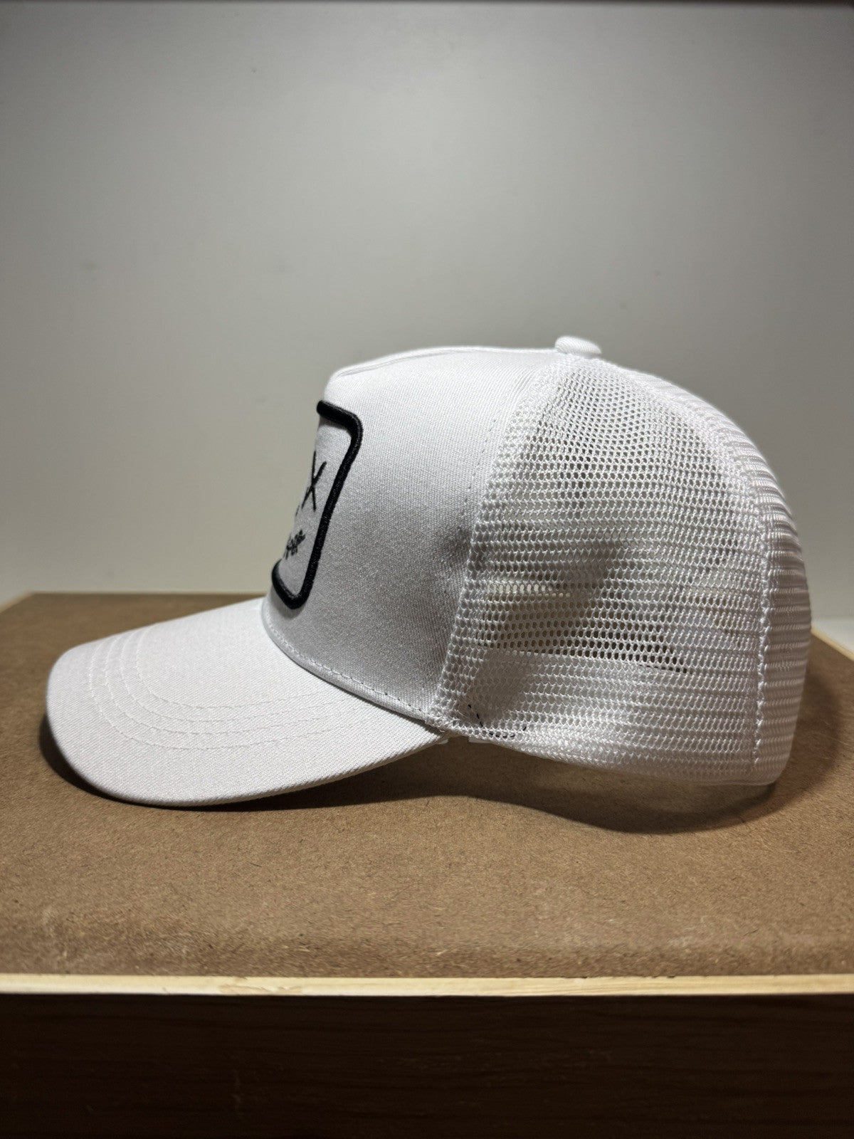 Smiley Face Trucker Hat - Full White Mesh Back