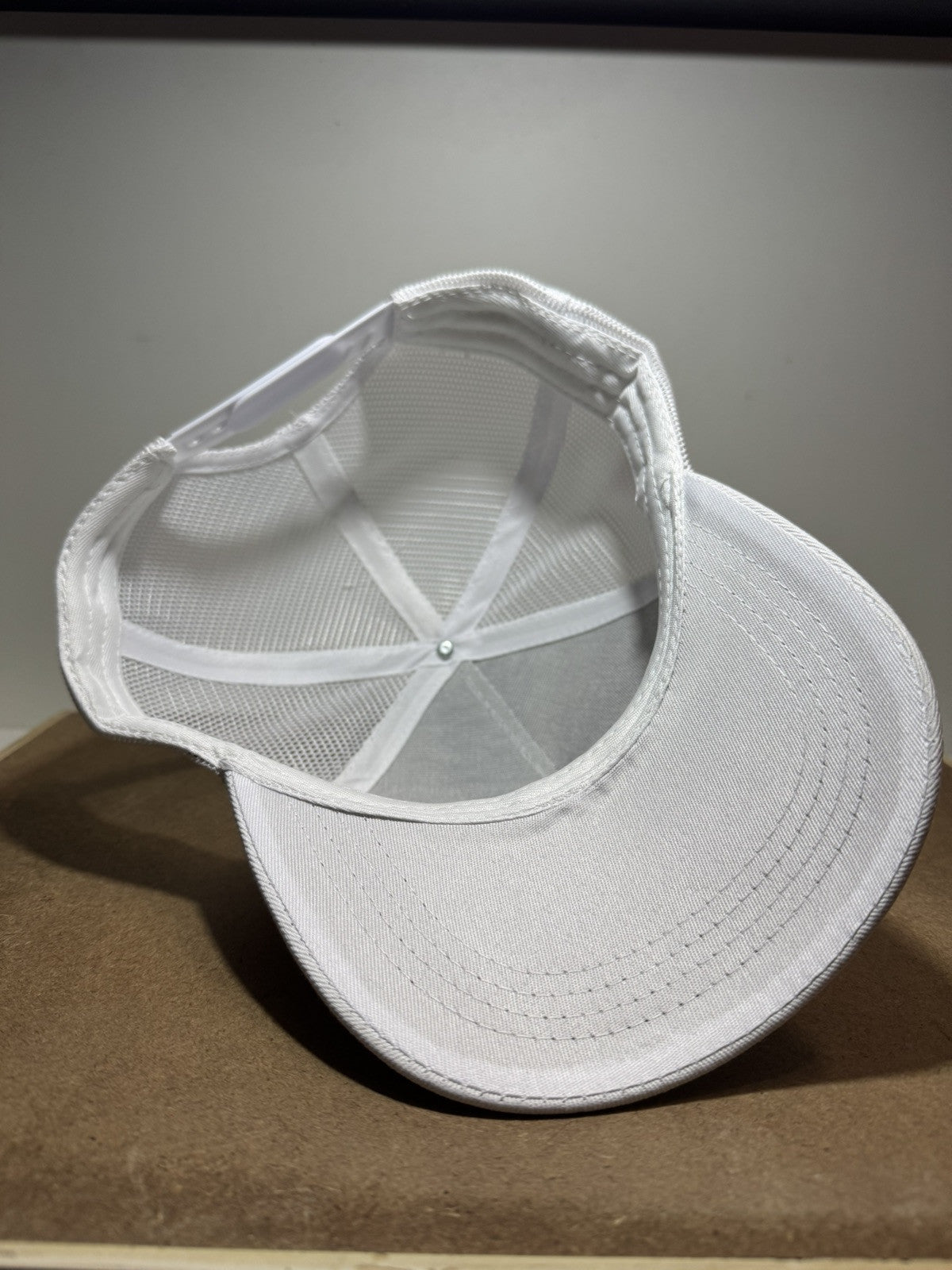 Smiley Face Trucker Hat - Full White Mesh Back