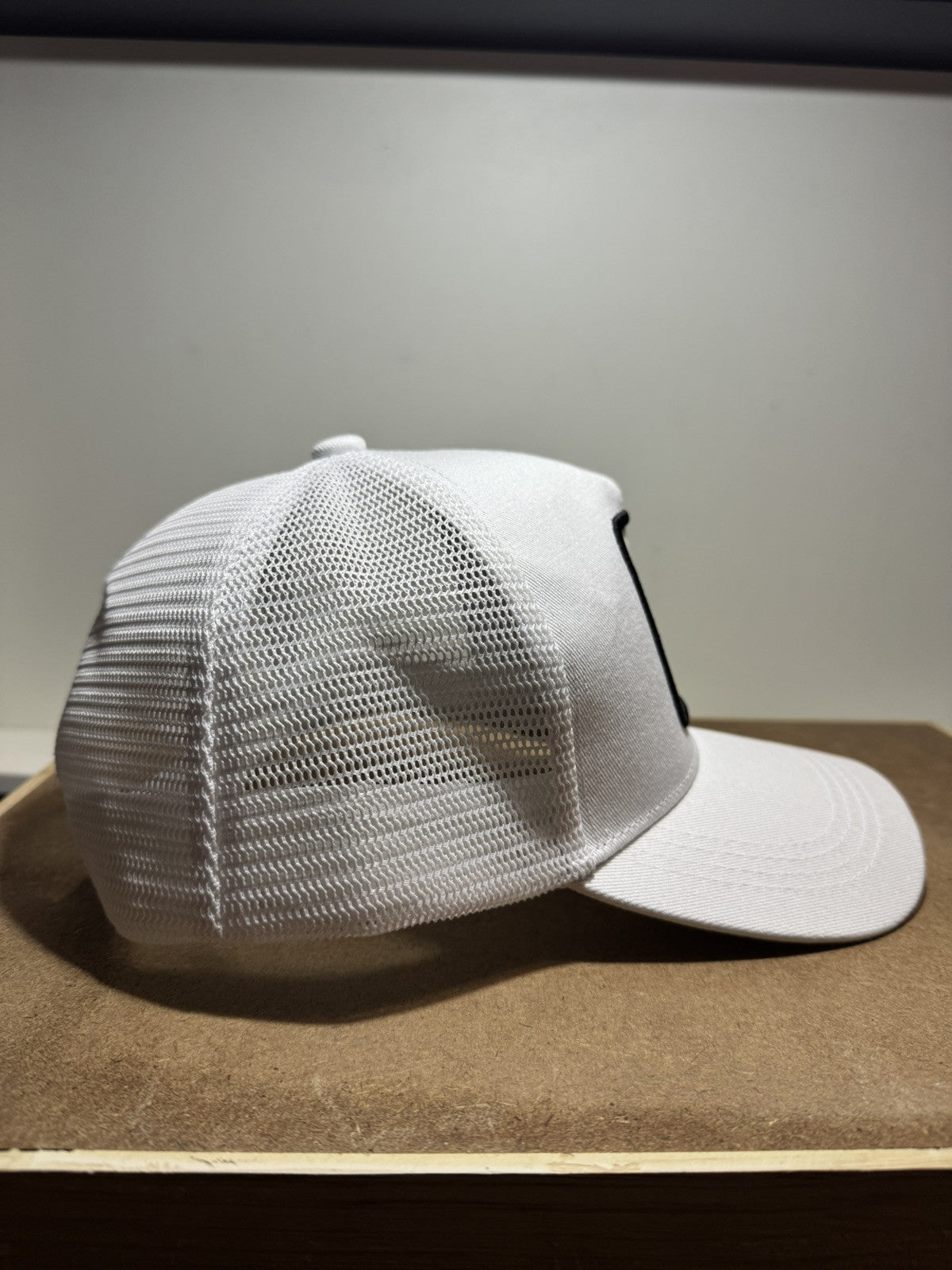 Smiley Face Trucker Hat - Full White Mesh Back