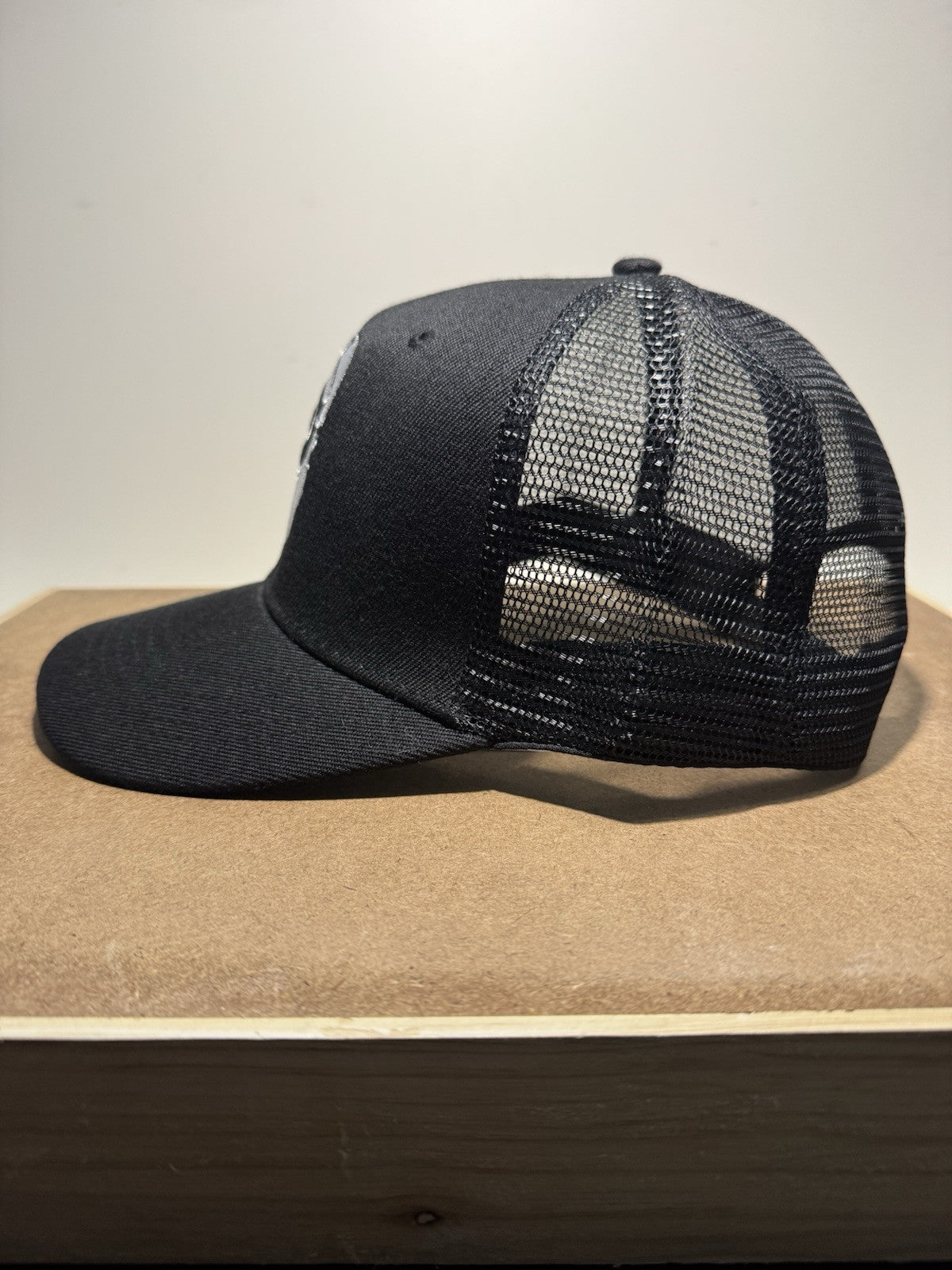 Trucker Hat with Bearded Man Design - Black & White