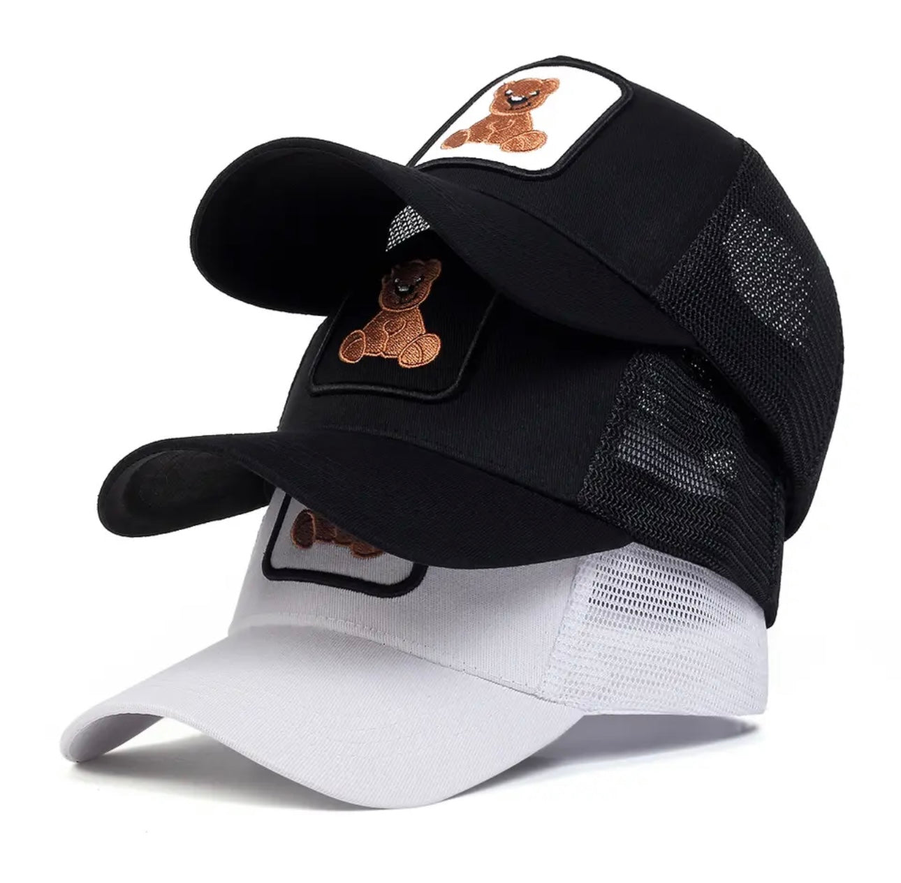 Teddy Charm Trucker Hat Black - ExclusiveCrowns