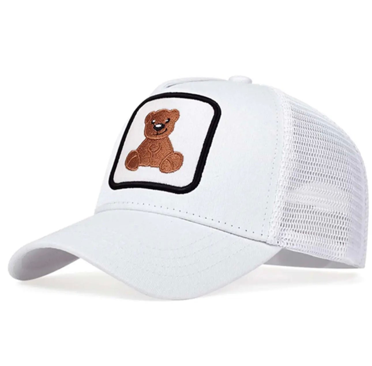 Teddy Charm Trucker Hat White - ExclusiveCrowns