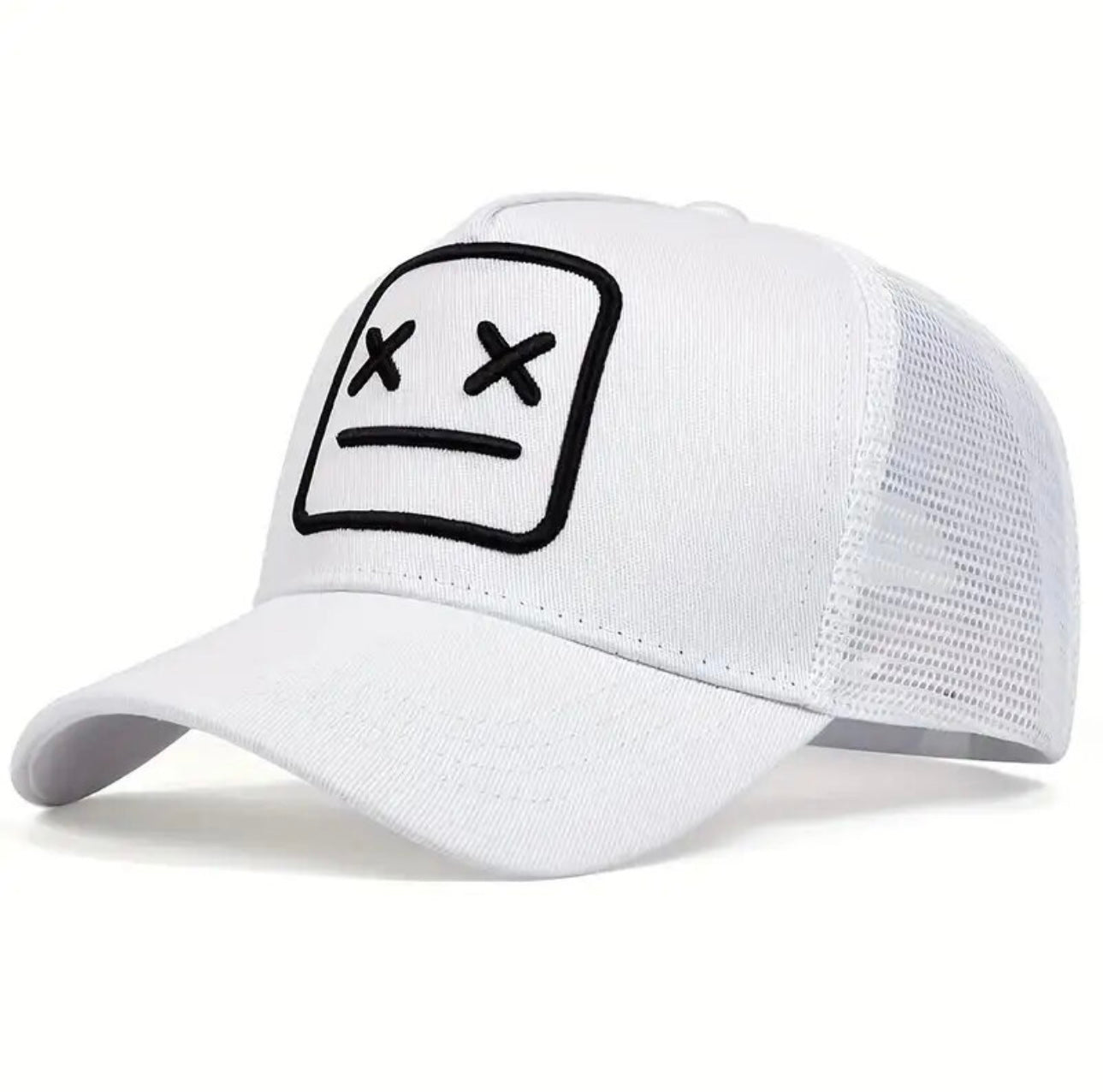 Xx Eyes Face Hat Full White Adjustable - ExclusiveCrowns